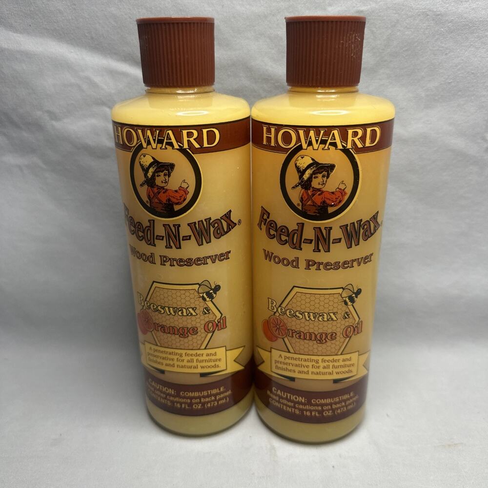 2 Pack- Howard Feed-N-Wax Orange Scent Wood Protector 16 oz. Gel (Full)